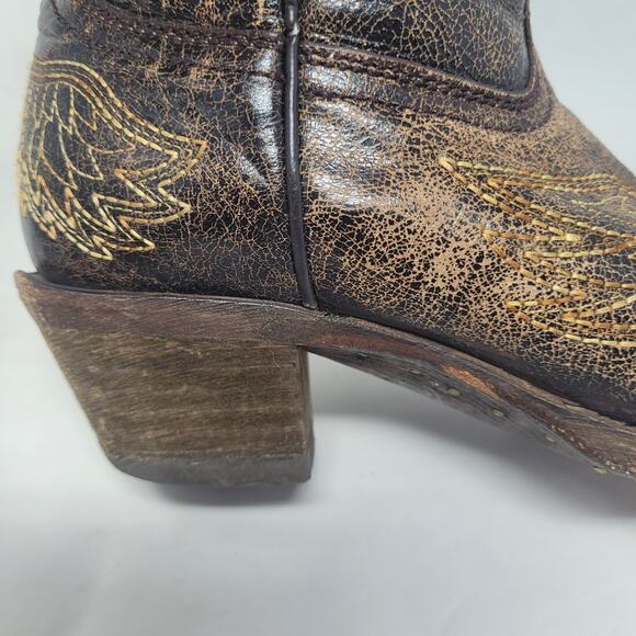 Corral Boots Youth 5 Brown Wing Cross Western Cowboy Leather Snip Toe Rodeo - Picture 13 of 13